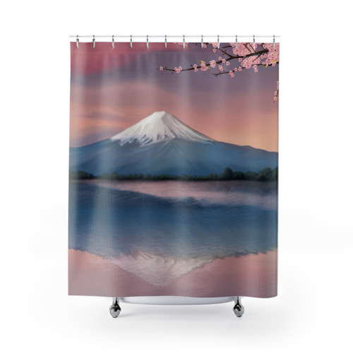 Mt Fuji with Cherry Blossoms Shower Curtain