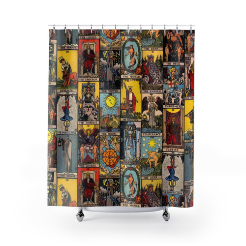 Mystical Tarot Shower Curtains featuring Major Arcana Designs