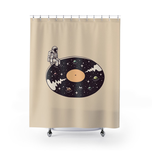 Cosmic Sound Shower Curtains - Space-Themed Bathroom Decor