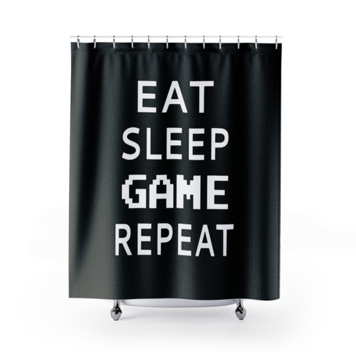 Eat Sleep Game Repeat Video Game Shower Curtains
