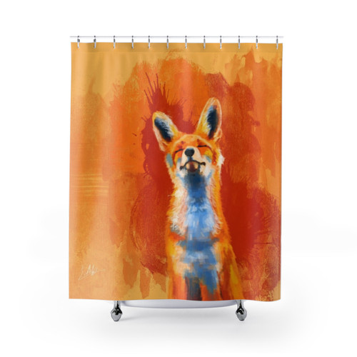 Happy Fox Shower Curtains - Whimsical Animal Art