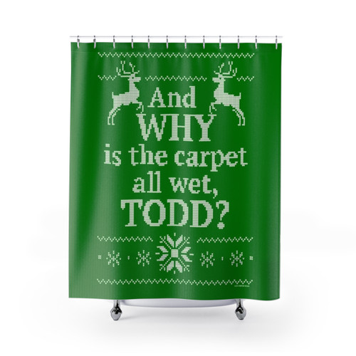 Christmas Vacation Shower Curtains featuring iconic movie quote"
