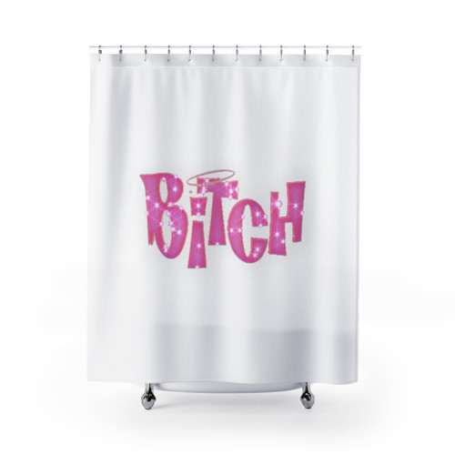 Bratz-inspired shower curtain with vibrant colors and patterns