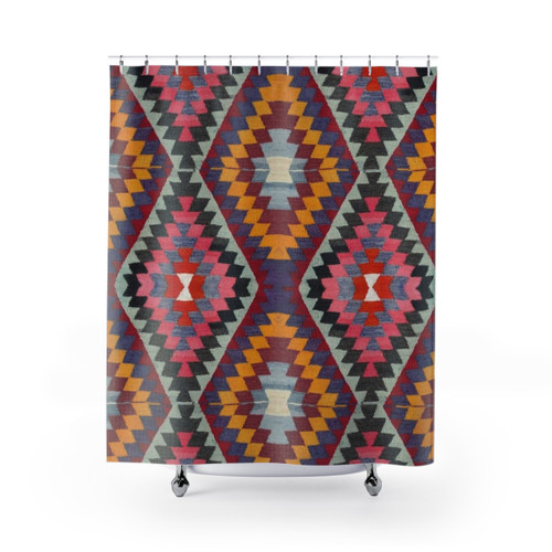 Turkish Kilim Patterned Shower Curtain