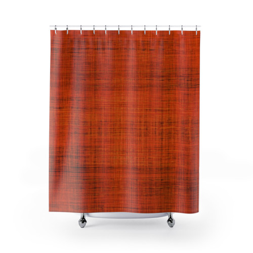 Retro Orange Digital Bark Cloth Shower Curtains