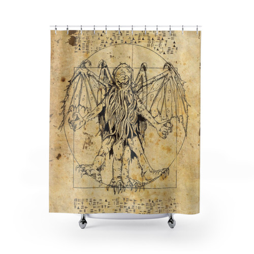 Cthulhu Vitruvian Shower Curtains - Lovecraft Horror Decor