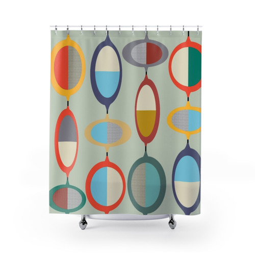 Mid-Century Modern Shower Curtains featuring geometric art