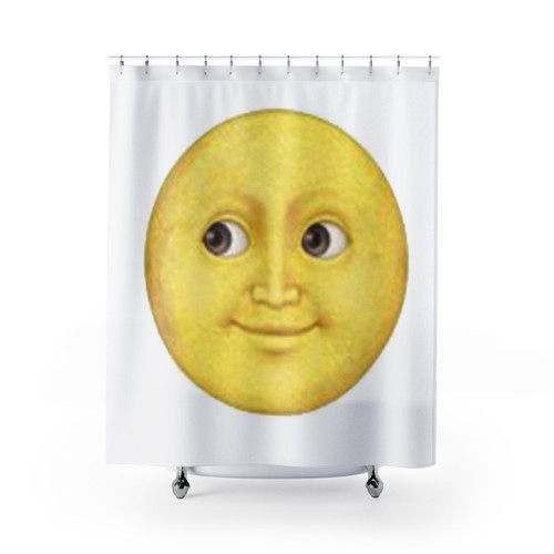 Colorful moon face emoji shower curtain
