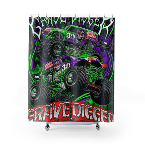 Monster Jam Grave Digger Monster Truck Art Shower Curtains