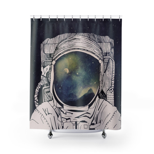 Dreaming of Space Shower Curtains with Astronaut, Planets, and Stars