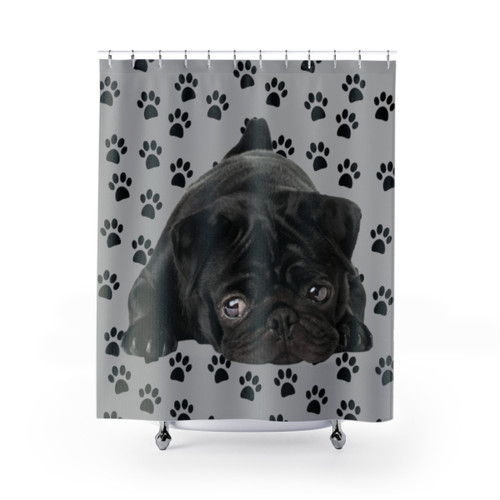 Adorable Black Pug Shower Curtains