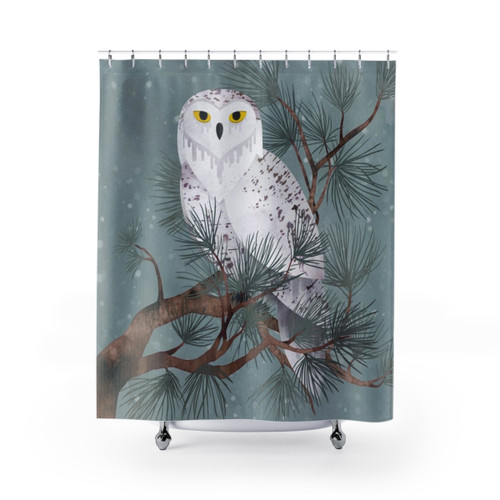 Snowy Shower Curtain with Winter Landscape Design