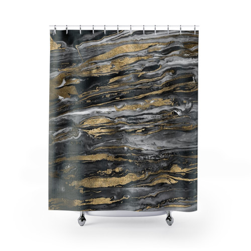 Stylish Grey Gold Abstract Marble Shower Curtain