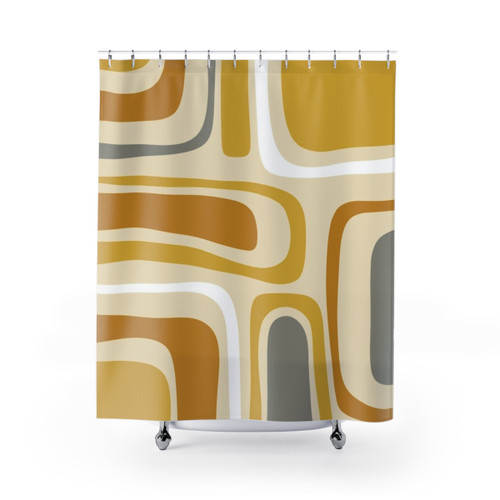 Mid-Century Modern Abstract Mustard Shower Curtain
