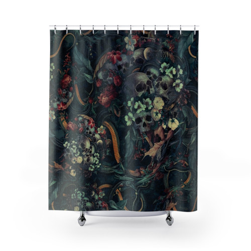 Surreal Skull and Snake Shower Curtain