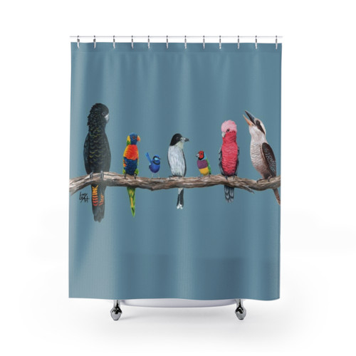 Australian Birds Shower Curtain with Vibrant Bird Artwork