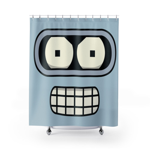 Bender's Face Shower Curtain - Futurama Inspired Cartoon Robot Design