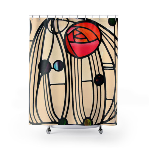 Charles Rennie Mackintosh Rose Window Shower Curtains