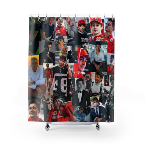 Charles Leclerc Monacan Motorsports Shower Curtains