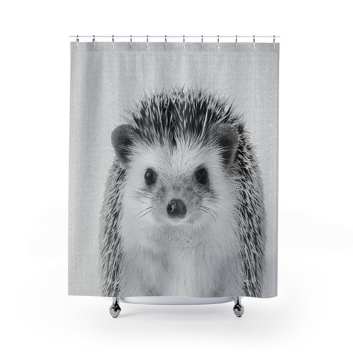 Hedgehog Black & White Shower Curtain for Kids and Nursery