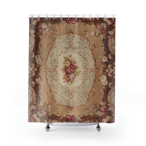 Antique Floral Aubusson Print Shower Curtain