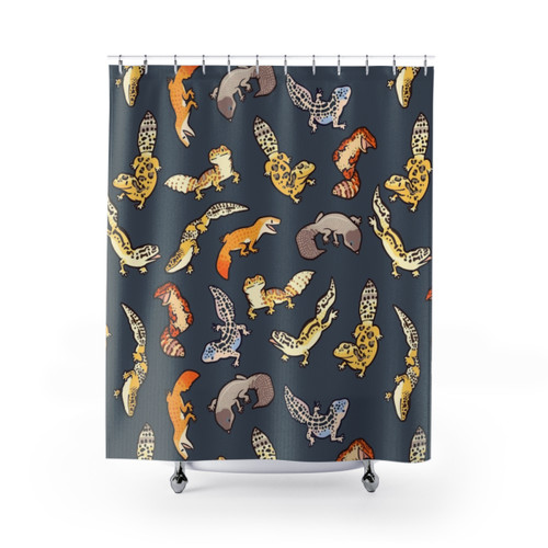 Chub Gecko Shower Curtain in Dark Grey