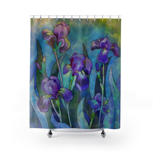 Irises Watercolor Shower Curtain