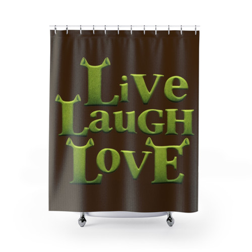 Shrek Themed Shower Curtains with Live Laugh Love Design