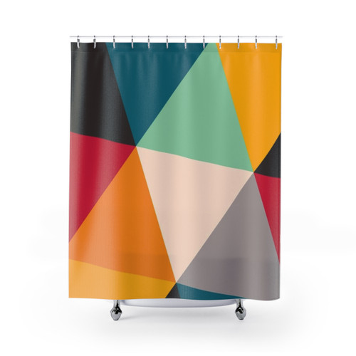 Colourful Geometric Triangles Shower Curtains