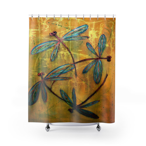 Dragonfly Haze Shower Curtains - Whimsical Insect Decor