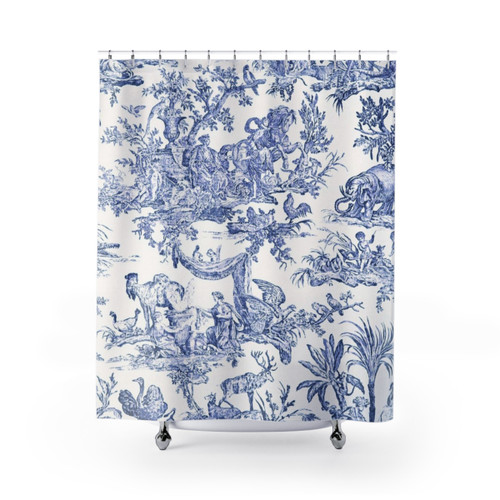 Blue Toile French Countryside Shower Curtain