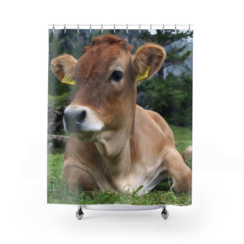 Scenic Cow in Swiss Landscape Shower Curtain