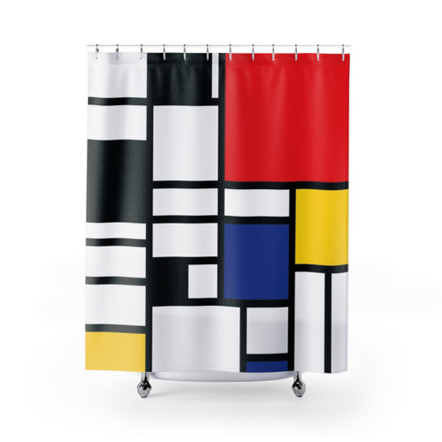 De Stijl Inspired Modern Shower Curtain