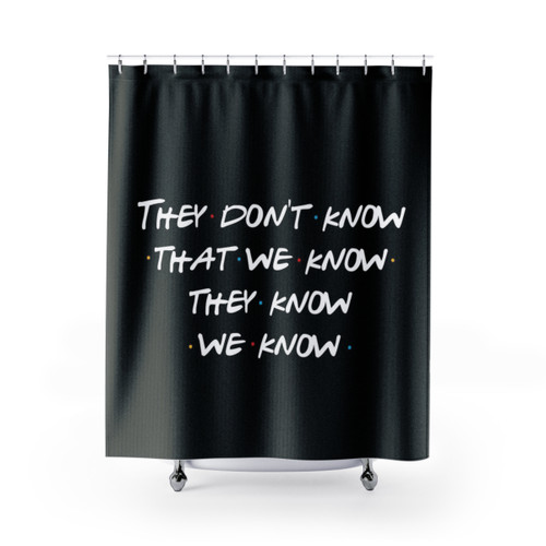 Friends-themed shower curtains with quote from the show