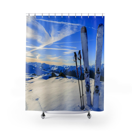 Snowy mountain scene shower curtain