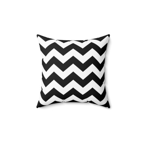 Black and White Zig-Zag Patterned Throw Pillow