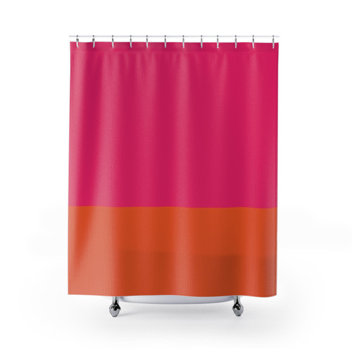 Modern Colorblock Shower Curtains in Hot Pink and Orange