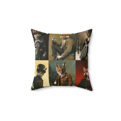 Vintage and historical foxes pillow with animal portraits
