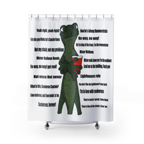 Lizard Quotes Shower Curtains with Drinking Out of Cups Design