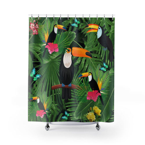 Tropical Leaf Pattern Shower Curtain