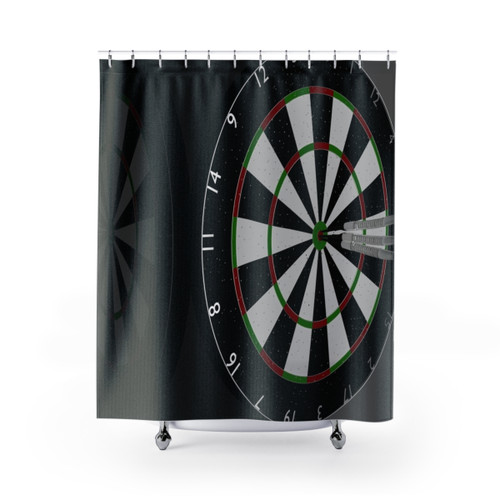 Dart-themed Shower Curtain with Dartboard and Darts Design