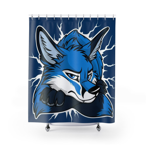 Blue Fox Shower Curtains with Funny, Furry Animal Design