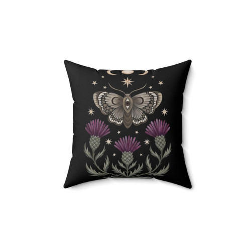 Thistle and Moth Decorative Pillow