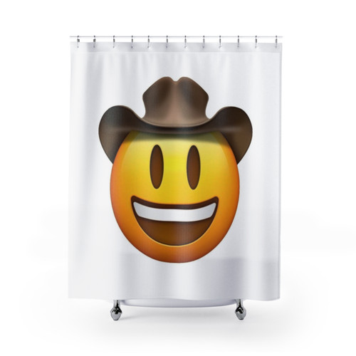 Happy smiley face emoji shower curtains
