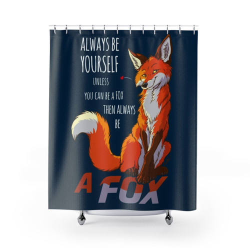 Always Be a Fox Dark Background Shower Curtains