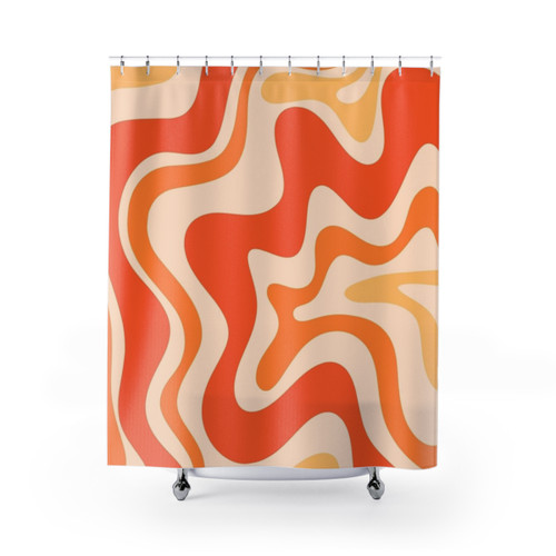 Tangerine Abstract Pattern Shower Curtains