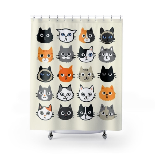 Cute and quirky cat face shower curtains