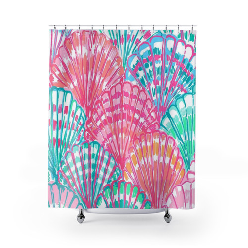 Colorful shell pattern shower curtain