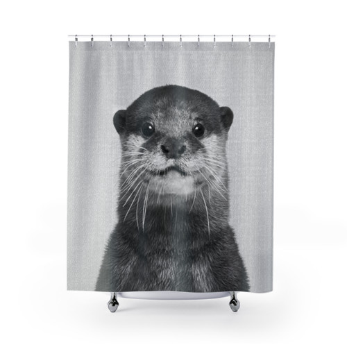 Otter Shower Curtain - Modern Black and White Animal Design