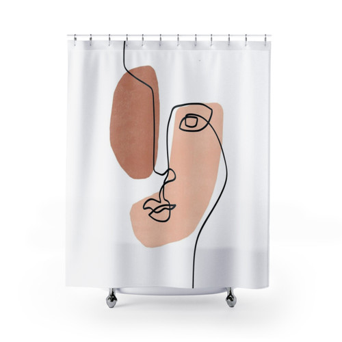 Abstract Face III Line Art Shower Curtain